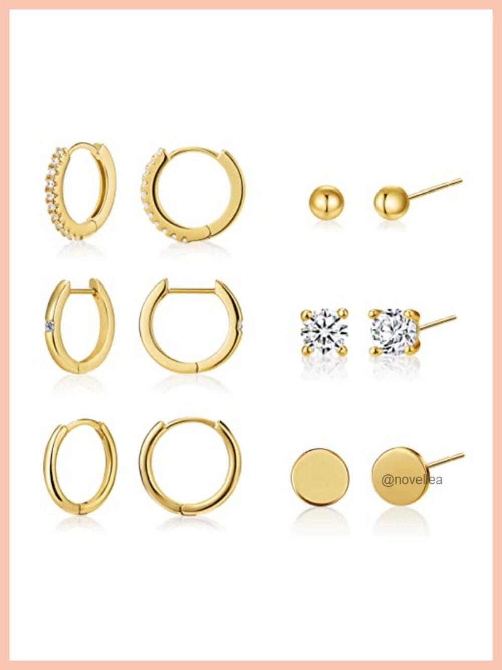 18K Gold Filled Earrings Set for Women Hypoallergenic Studs Huggies Multiple